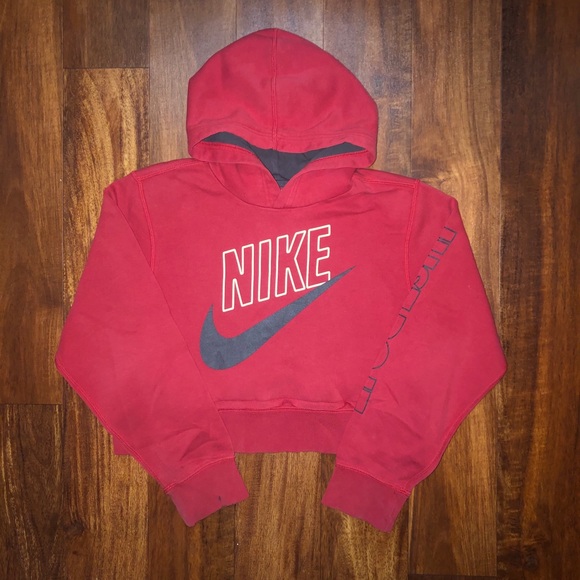 red nike crop top hoodie